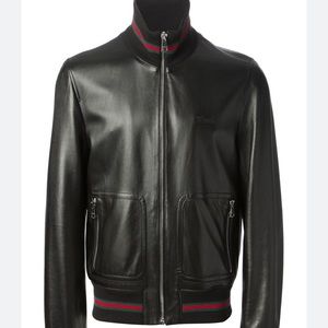 Gucci Black Leather Jacket Size 50